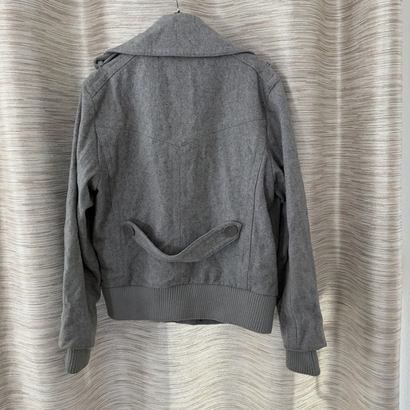 Urban Outfitters UO Gray Wool Blend Bomber Pea Coat Jacket Large 1970/WORLDWIDE - Picture 2 of 5